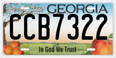 GA license plate CCB7322