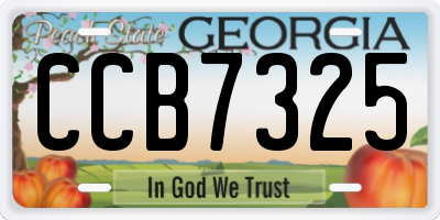 GA license plate CCB7325