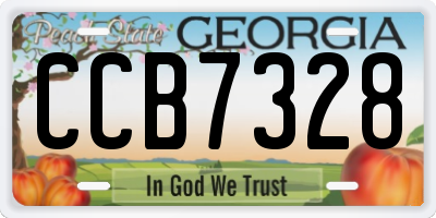 GA license plate CCB7328