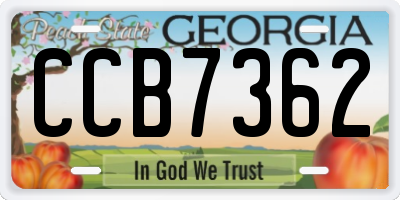 GA license plate CCB7362