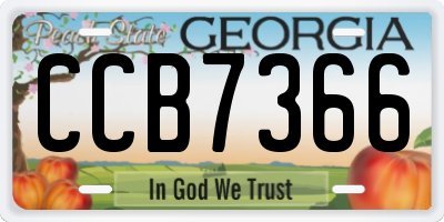 GA license plate CCB7366