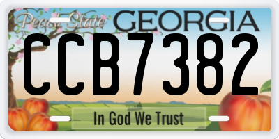 GA license plate CCB7382