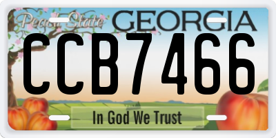 GA license plate CCB7466
