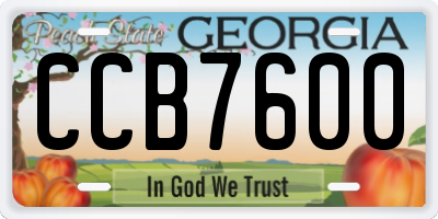 GA license plate CCB7600
