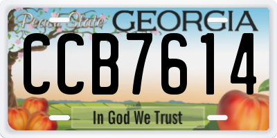 GA license plate CCB7614