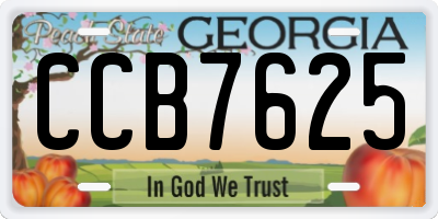 GA license plate CCB7625