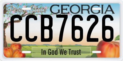 GA license plate CCB7626