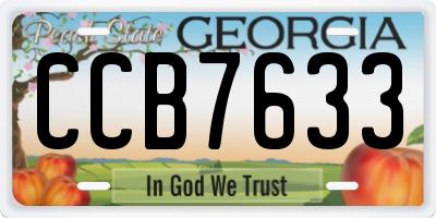 GA license plate CCB7633