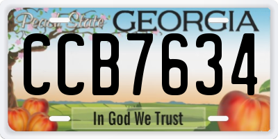 GA license plate CCB7634