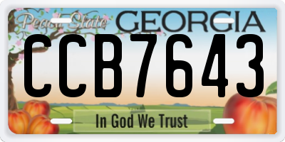 GA license plate CCB7643