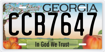 GA license plate CCB7647