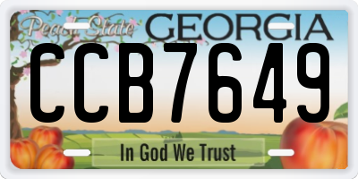 GA license plate CCB7649