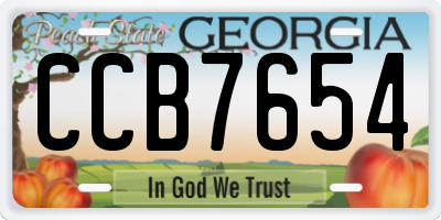 GA license plate CCB7654