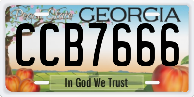 GA license plate CCB7666
