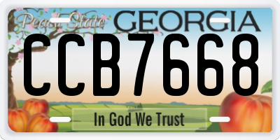 GA license plate CCB7668