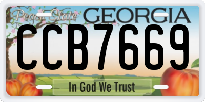 GA license plate CCB7669