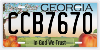 GA license plate CCB7670