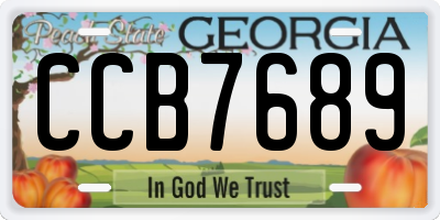 GA license plate CCB7689