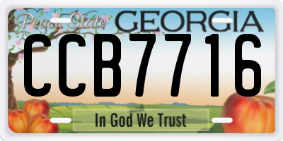 GA license plate CCB7716