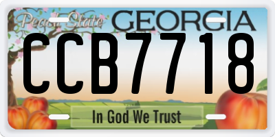 GA license plate CCB7718