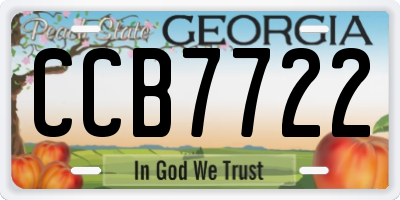 GA license plate CCB7722