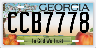 GA license plate CCB7778
