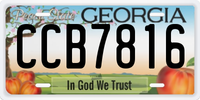 GA license plate CCB7816