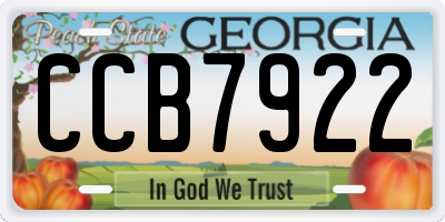 GA license plate CCB7922