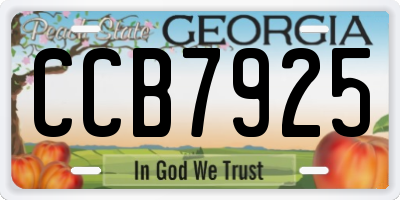 GA license plate CCB7925