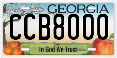 GA license plate CCB8000