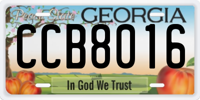 GA license plate CCB8016