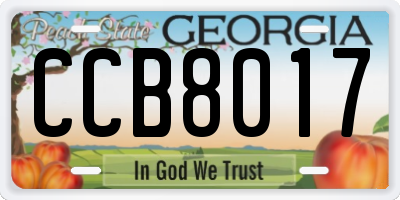 GA license plate CCB8017