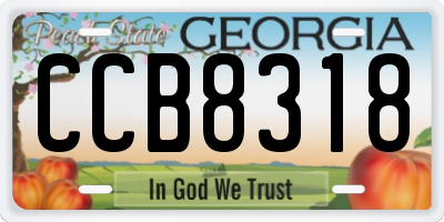 GA license plate CCB8318