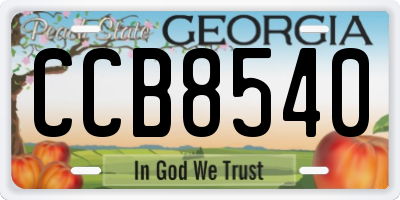 GA license plate CCB8540