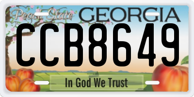 GA license plate CCB8649