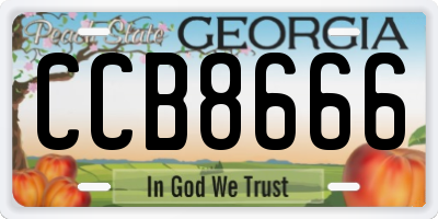 GA license plate CCB8666