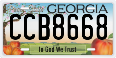 GA license plate CCB8668