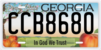 GA license plate CCB8680