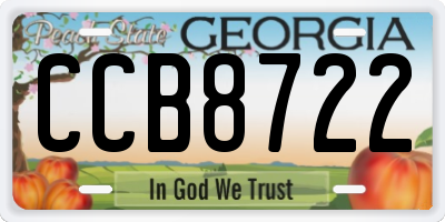 GA license plate CCB8722
