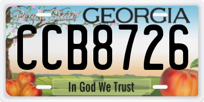 GA license plate CCB8726