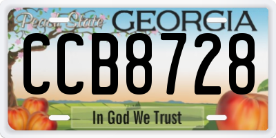GA license plate CCB8728