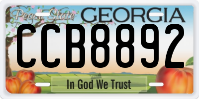 GA license plate CCB8892