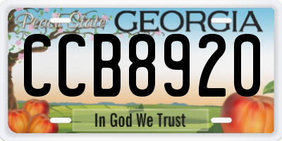 GA license plate CCB8920