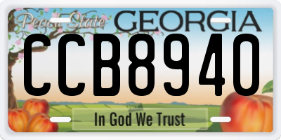 GA license plate CCB8940