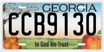 GA license plate CCB9130