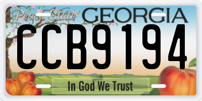 GA license plate CCB9194