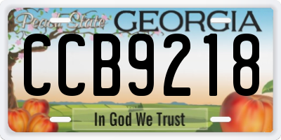 GA license plate CCB9218