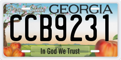 GA license plate CCB9231
