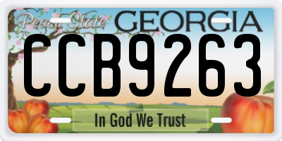 GA license plate CCB9263