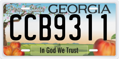 GA license plate CCB9311